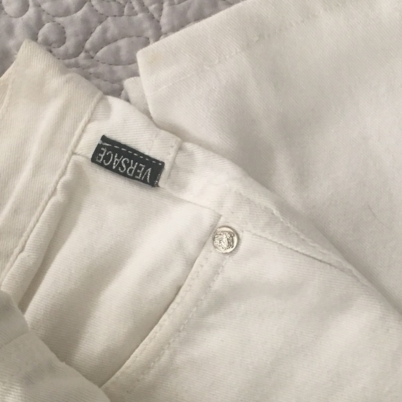 Versace White Jeans Signature high waist 27" hips 29" length 31-32 skinny - Picture 15 of 15